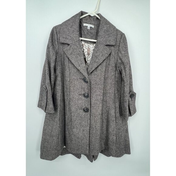 CAbi Shakespeare Swing Tweed Coat Sz 4 Brown Wool Blend Academia Office - Picture 2 of 16